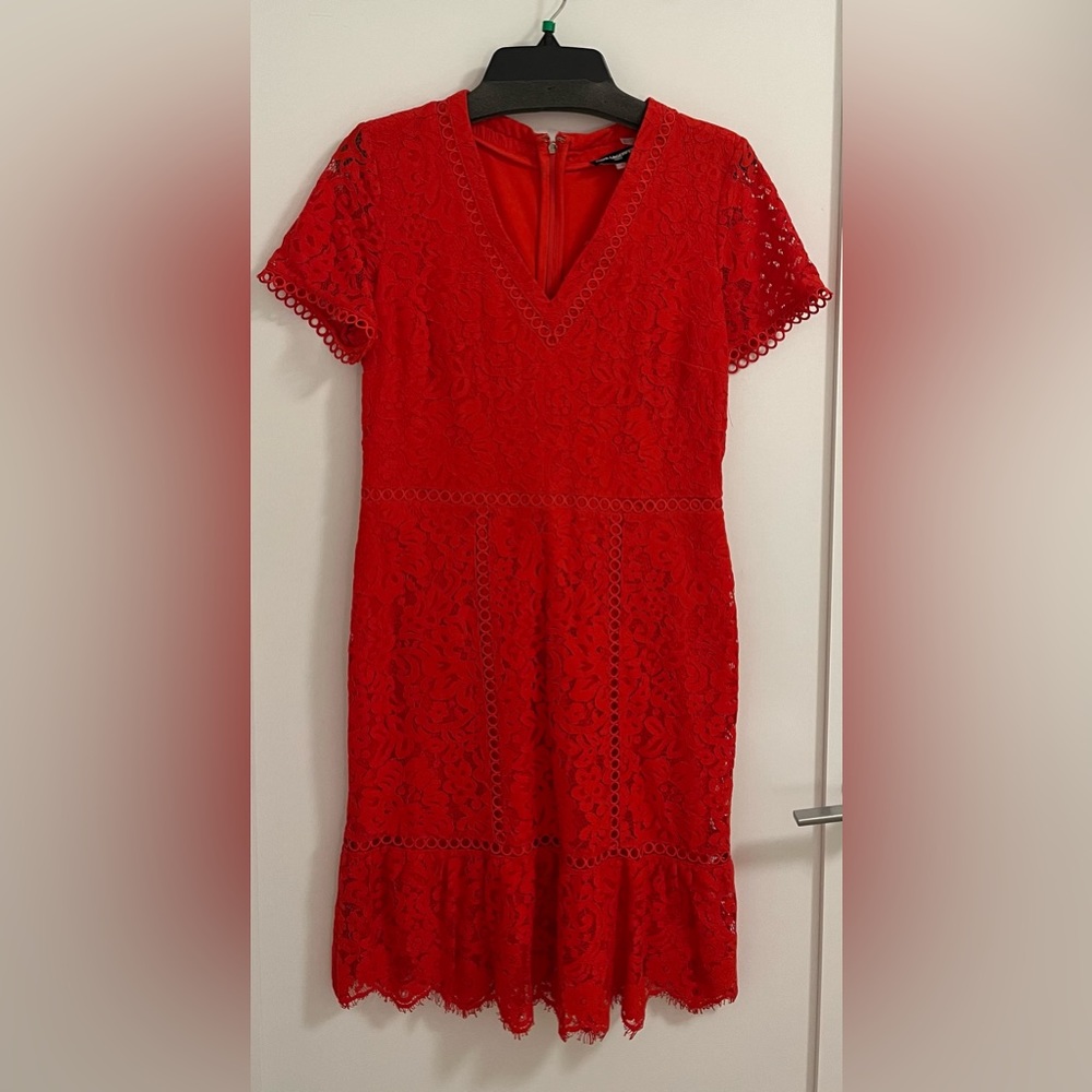 Karl Lagerfeld Red Lace Dress